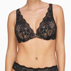 Thirdlove All Day Lace Uplift Plunge Bra Size 38B Black